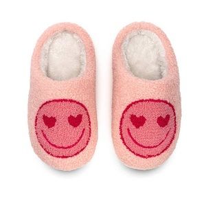Kids Heart Smiley Face Slippers NWT